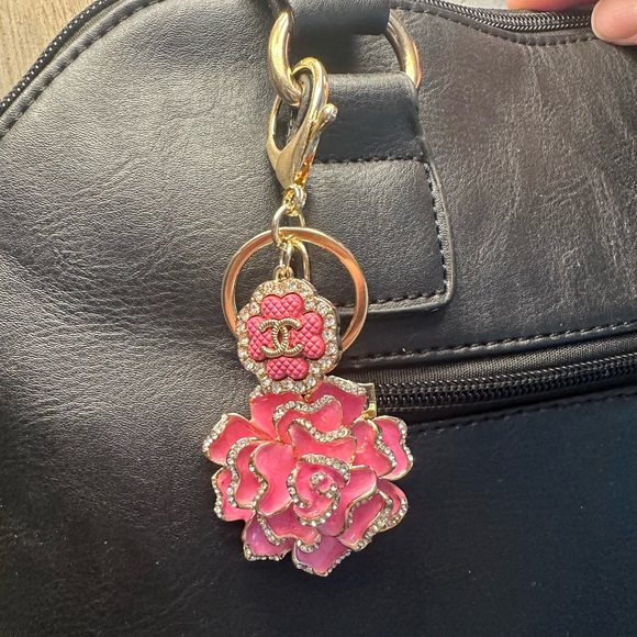 CC Stamped Pink Charm on Unbranded Bag Charm - Picture 1 of 5